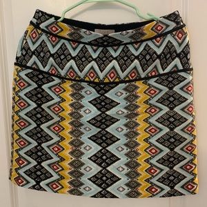 LOFT Aztec Print Shift Skirt Size 2 EUC